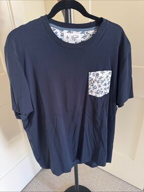 Original Penguin Men’s XXL Navy T-Shirt Floral Pocket Tee